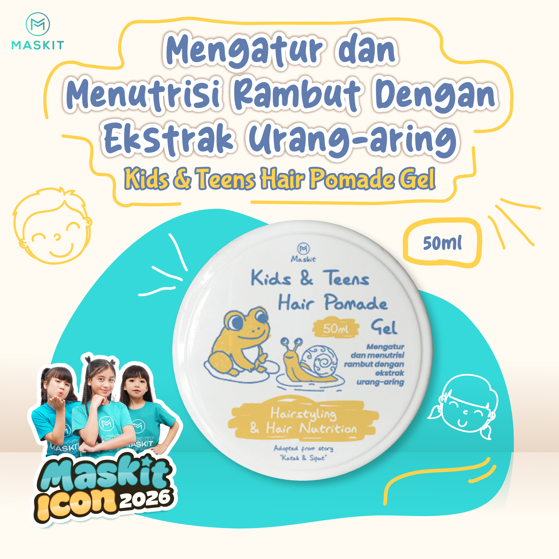 (NEW 2026 - ECOM MASKIT ICON) Kids & Teens Pomade Gel 50mL